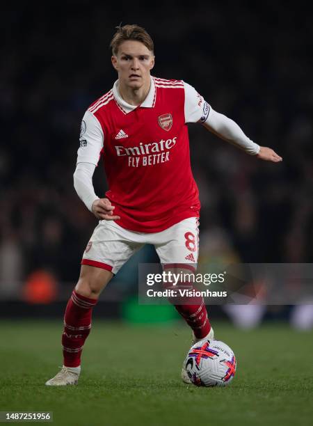 Martin Odegaard of Arsenal during the Premier League match between Arsenal FC and Southampton FC at Emirates Stadium on April 21, 2023 in London,...