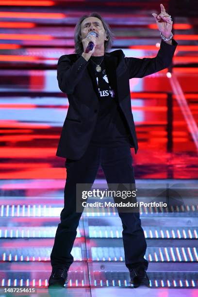 Italian singer Marco Ferradini during the first episode of Rai I migliori anni. Rome , April 28th, 2023.