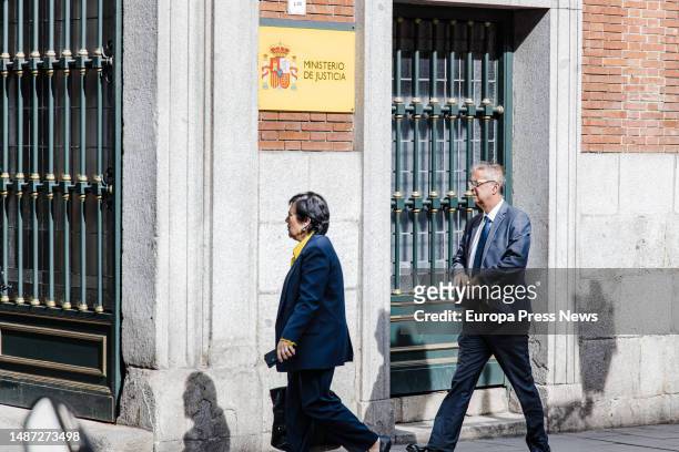 Two of the members of the Association of Prosecutors, Cristina Dexeus and Vicente Gonzalez Mota, on their arrival at a meeting of judges and...