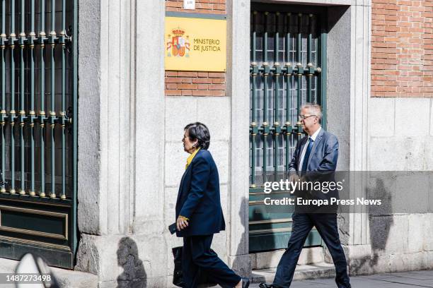 Two of the members of the Association of Prosecutors, Cristina Dexeus and Vicente Gonzalez Mota, on their arrival at a meeting of judges and...