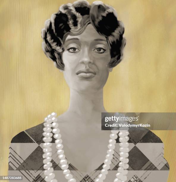 picturesque portrait of a dark-skinned woman in the style of impressionism - ethiopian models women stock illustrations