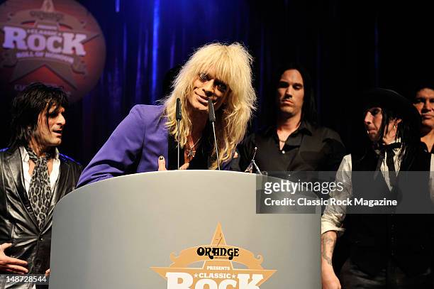 Michael Monroe receives the Album of The Year award during the Classic Rock Roll of Honour Awards at The Roundhouse on November 9, 2011 in London.