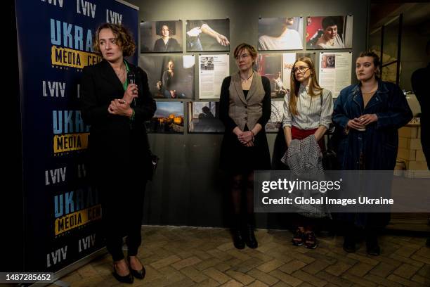 Eva Fialka, widow of Ukrainian serviceman, Kateryna Moskaliuk, author of “Naodyntsi” project, Anastasia Abramets, chief editor of “Memorial”...