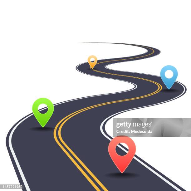 stockillustraties, clipart, cartoons en iconen met road map icon - stappenplan