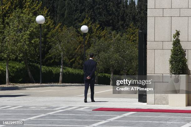 Syria's President Bashar al-Assad officially welcomed Iran President Ebrahim Raisi at Syrian Presidential Palace on May 03, 2023 in Damascus, Syria.