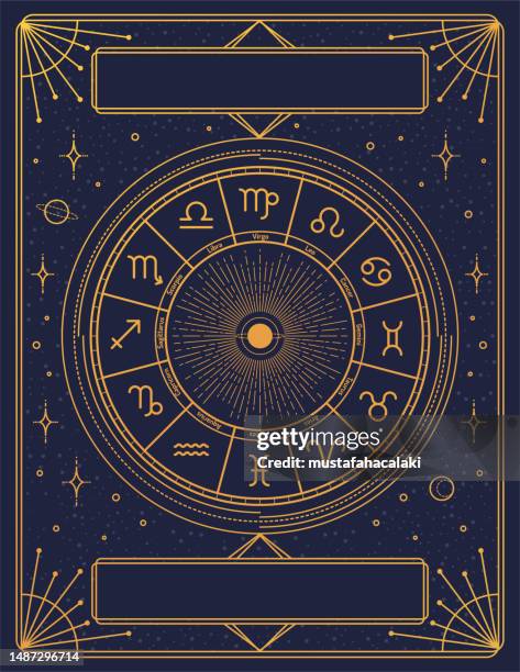 golden retro style zodiac sign constellation poster - astrology stock illustrations