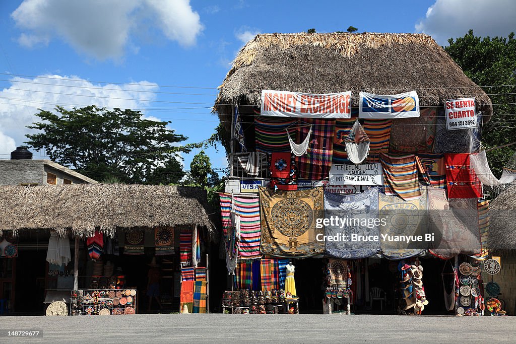 Souvenir shop near temple ruins.