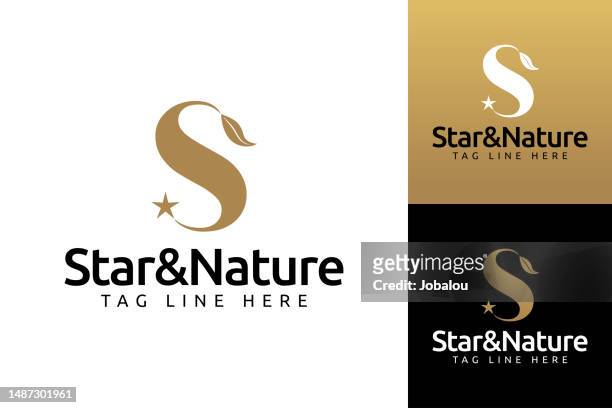 golden initial letter s star and nature icon combination - letter s icon stock illustrations