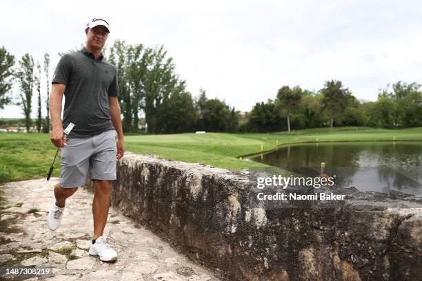 Guido Migliozzi of Italy walks to the 6th tee box during the Pro-Am prior to the DS Automobiles Italian Open at Marco Simone Golf Club on May 03,...