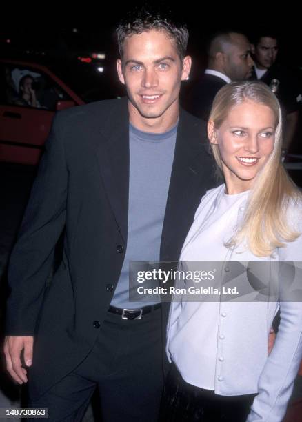 Actor Paul Walker and date Bliss Ellis attend the "Pleasantville" Westwood Premiere on October 19, 1998 at the Mann National Theatre in Westwood,...