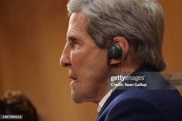 Special Presidential Envoy for Climate John Kerry attends the second and final day of the Petersberg Climate Dialogue on May 3, 2023 in Berlin,...