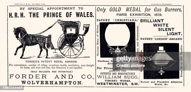 vintage advertising 1879 ( xxxl with many details) - chariot stock illustrations