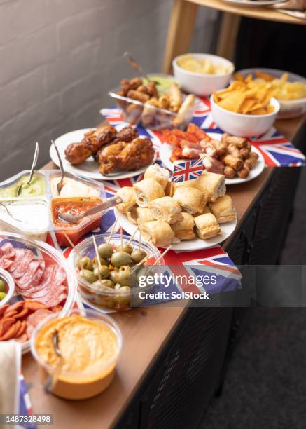 british party foods - coronation chicken stock pictures, royalty-free photos & images