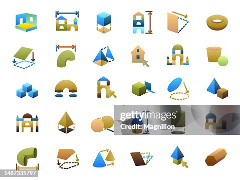 3d Modeling CAD Flat Gradient icons Set 3d Modeling CAD Flat Gradient icons Set