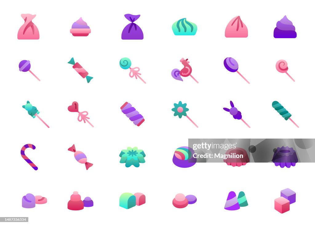 Candy Flat Gradient Icons Set
