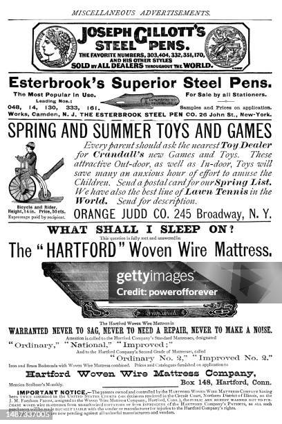 victorian advertisements for various items and services - 19th century - antique stock illustrations