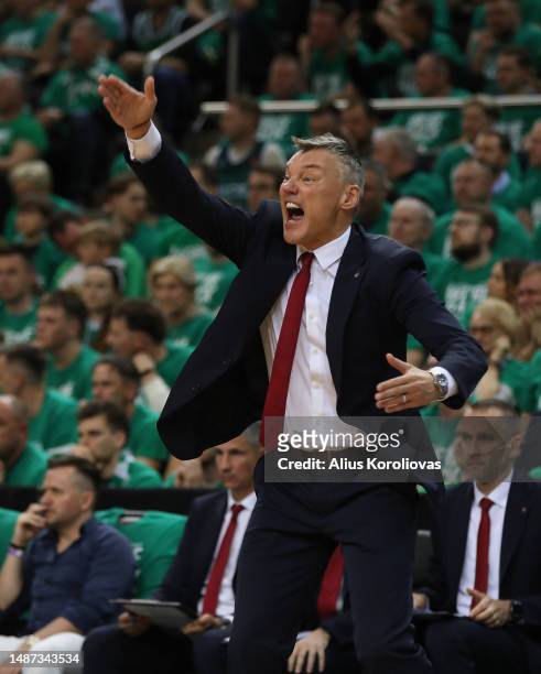 Sarunas Jasikevicius, Head Coach of FC Barcelona during the 2022/2023 Turkish Airlines EuroLeague Play Offs Game 3 match between Zalgiris Kaunas and...