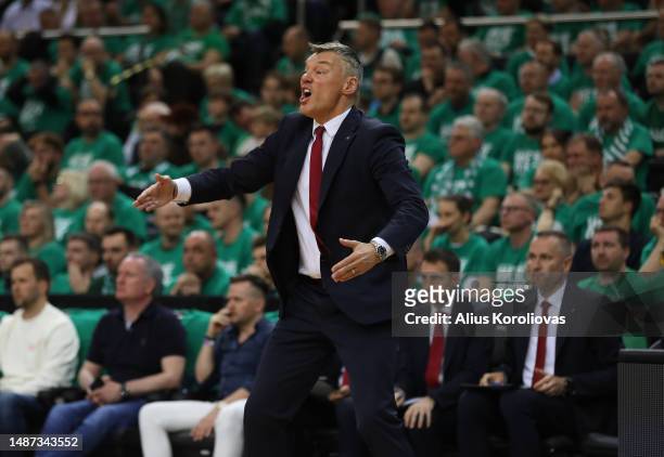 Sarunas Jasikevicius, Head Coach of FC Barcelona during the 2022/2023 Turkish Airlines EuroLeague Play Offs Game 3 match between Zalgiris Kaunas and...