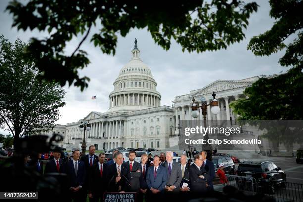 Group of Senate Republicans hold a news conference to urge the White House and Senate Democrats to pass the House GOP legislation that would raise...