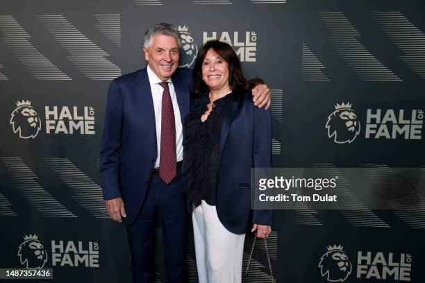 David Dein and Barbara Dein arrive ahead of a Premier League Hall of Fame event on May 03, 2023 in London, England.