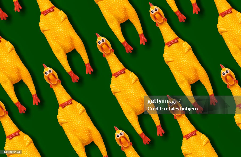 Funny rubber chickens