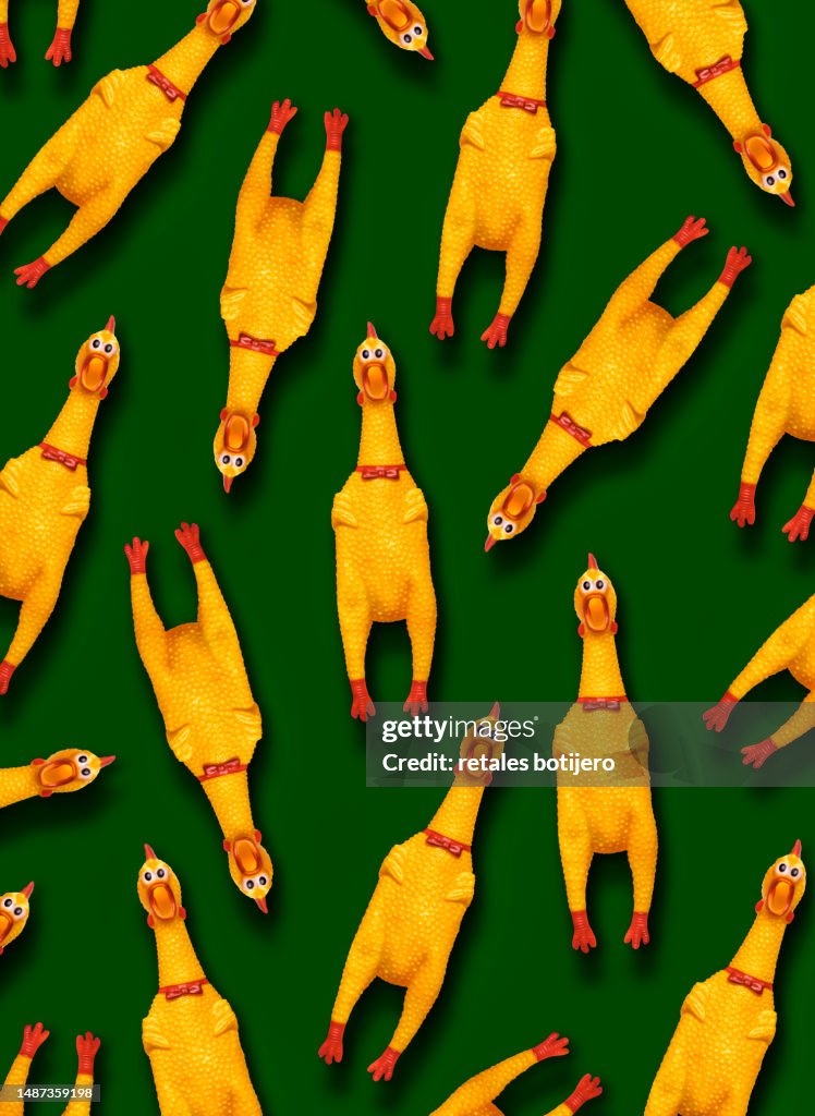 Funny rubber chickens