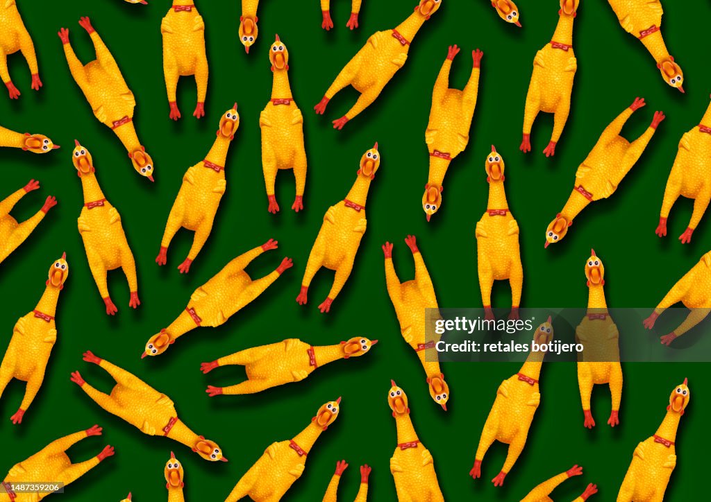 Funny rubber chickens