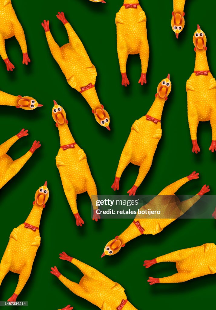 Funny rubber chickens