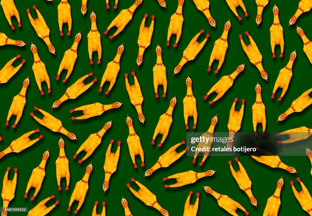 Funny rubber chickens