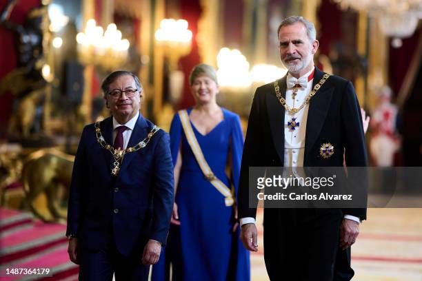 King Felipe VI of Spain and President of Colombia Gustavo Francisco Petro (Lattend a Gala dinner for the President of Colombia and his wife Veronica...