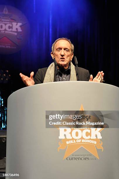 American photographer Baron Wolman collects the VIP award during Classic Rock Roll of Honour Awards at The Roundhouse on November 9, 2011 in London.