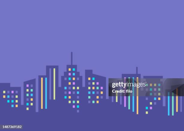 city skyline modern design background - single line drawing building stock illustrations