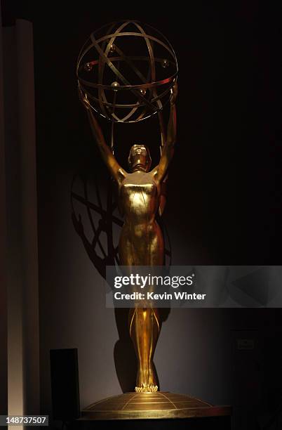 The Emmy statuette is seen during the 64th Primetime Emmy Awards Nominations held at the Television Academy's Leonard H. Goldenson Theatre on July...