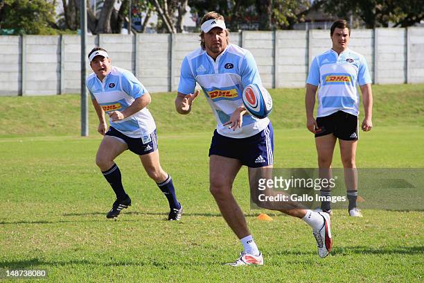 Andries Bekker of the DHL Stormers lin action during a training session at High Performance Centre, Bellville on July 19, 2012 in Cape Town, South...