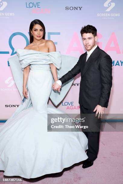 Priyanka Chopra and Nick Jonas attend the "Love Again" New York Screening at AMC Lincoln Square Theater on May 03, 2023 in New York City.