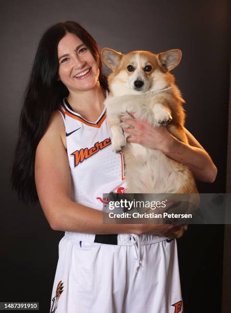 Megan Gustafson of the Phoenix Mercury poses for a portrait during the WNBA media day at Footprint Center on May 03, 2023 in Phoenix, Arizona. NOTE...