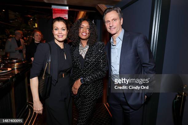 Bellamy Young, Kathryn Busby, and Tony Goldwyn attend the BAFTA Honours Shonda Rhimes Presented By Netflix, Delta Air Lines, And Virgin Atlantic at...
