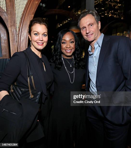 Bellamy Young, Shonda Rhimes, and Tony Goldwyn attend the BAFTA Honours Shonda Rhimes Presented By Netflix, Delta Air Lines, And Virgin Atlantic at...