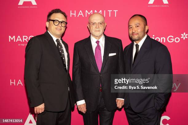 Alex Drexler, Mickey Drexler and Somsack Sikhounmuong attend the 27th Annual ACE Awards at Cipriani 42nd Street on May 03, 2023 in New York City.