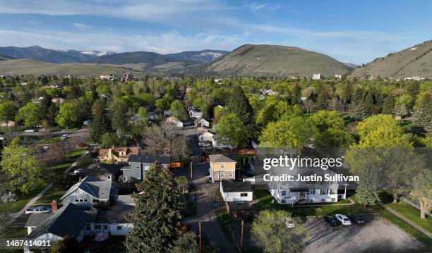 In an aerial view, a section of Montana House District 100 is seen on May 03, 2023 in Missoula, Montana. Transgender Montana state Rep. Zooey Zephyr...