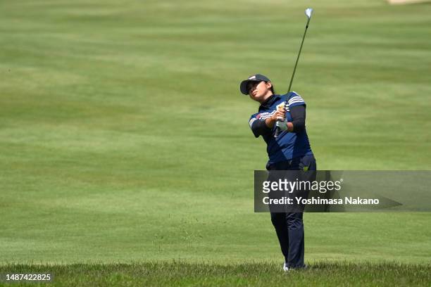 Princess Superal of the Philippines hits her third shot on the 11th hole during the first round of World Ladies Championship Salonpas Cup at Ibaraki...