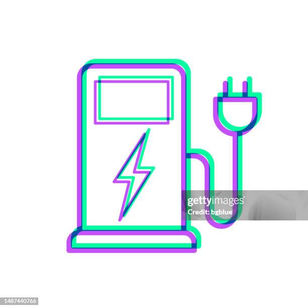 charging stations for electric vehicles. icon with two color overlay on white background - power supply box stock illustrations