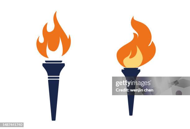 illustrazioni stock, clip art, cartoni animati e icone di tendenza di icona torcia - giochi olimpici