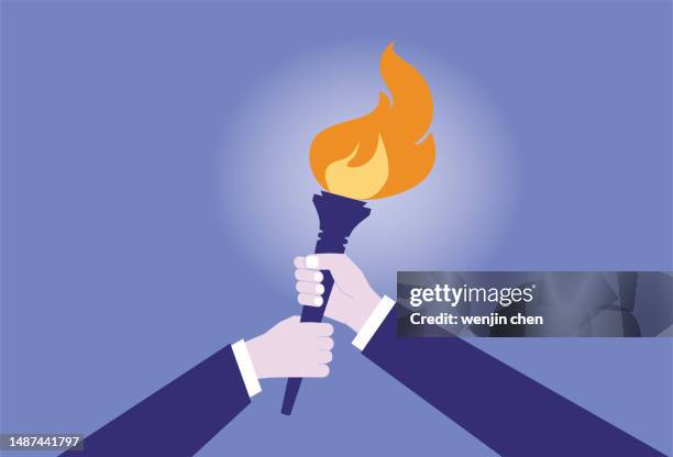 stockillustraties, clipart, cartoons en iconen met fist and torch - sport torch