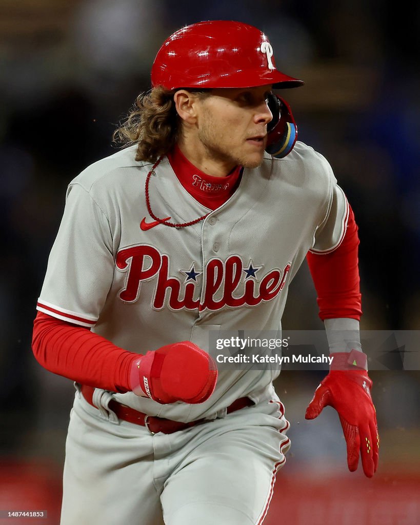 Alex Bohn Alec Bohm of the Philadelphia Phillies runs to third base during the ...