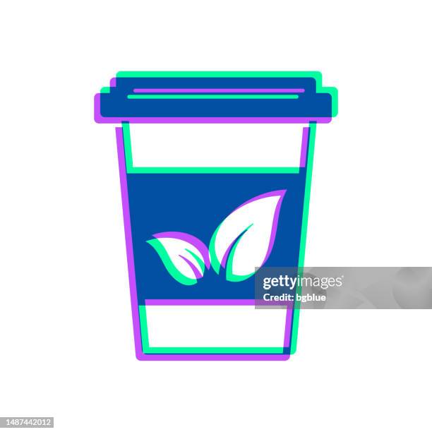 disposable cup of tea. icon with two color overlay on white background - coffee take away cup simple stock illustrations