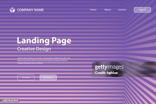landing page template - abstract striped background - trendy purple gradient - futuristic empty room stock illustrations