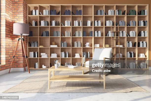 cozy reading room or library interior - contemporary literature stock pictures, royalty-free photos & images