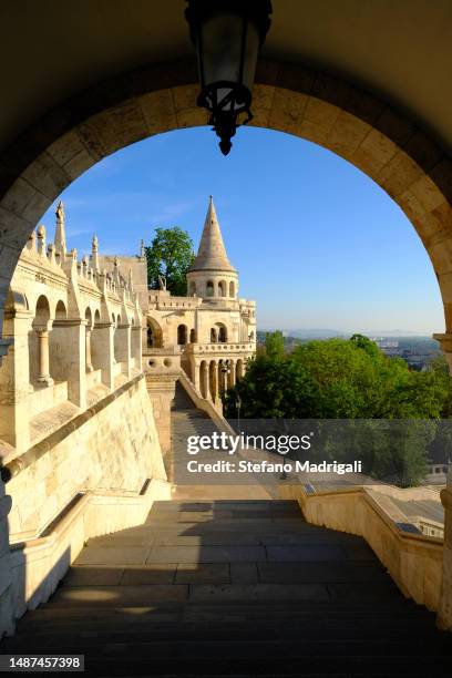 medieval bastion with morning arch - budapest basilica stock pictures, royalty-free photos & images