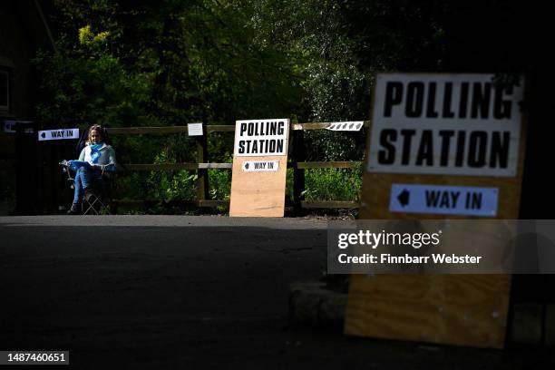 View of St Ambrose Church hall Polling station, as people go to the polls in the local elections, on May 04, 2023 in Bournemouth, United Kingdom....